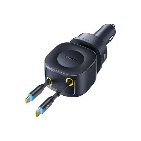 Baseus PrimeTrip VR2 Max černá / Nabíječka do auta / 100W / 2x navíjecí kabel USB-C / USB-C / USB-A