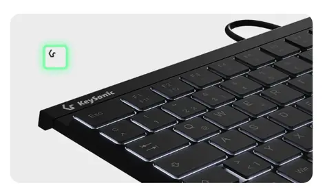 Keysonic KSK-5211ELU DE černá / Mini klávesnice / Touchpad / USB / podsvícení