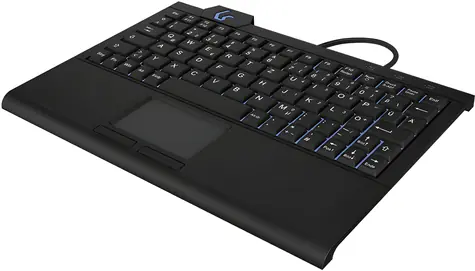 Keysonic KSK-3210ELU černá / Mini klávesnice / Touchpad / Podsvícení / USB / DE