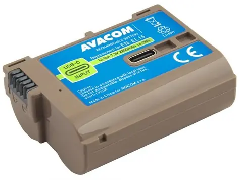 AVACOM Nikon EN-EL15 / Náhradní baterie / Li-Ion / 7,2 V / 2250 mAh / 16,2 Wh / USB-C