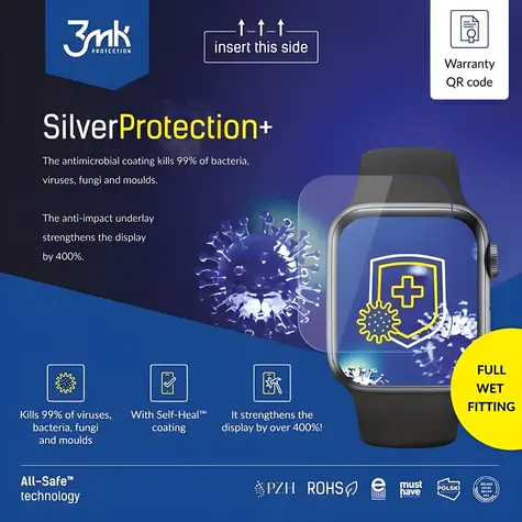 3mk All-Safe SilverProtection+ / Fólie ochranná pro hodinky / Full Wet Fitting / AIO / 5 ks