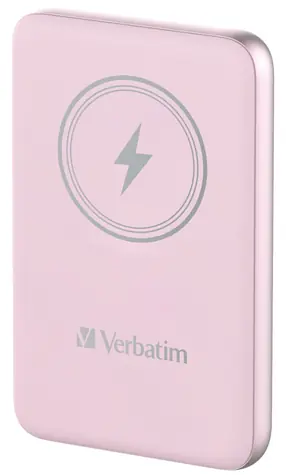 Verbatim Charge 'n' Go 10000mAh růžová / Magnetická bezdrátová powerbanka / USB-C / MagSafe / 15-20W