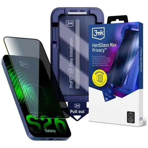 3mk HardGlass Max Privacy FrameFit / Ochranné sklo / Samsung Galaxy S26 / 9H / Privacy filtr 28°