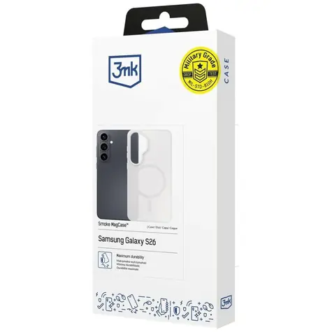 3mk Smoke MagCase bílá / Zadní kryt / Samsung Galaxy S26 / MagSafe / Military Grade
