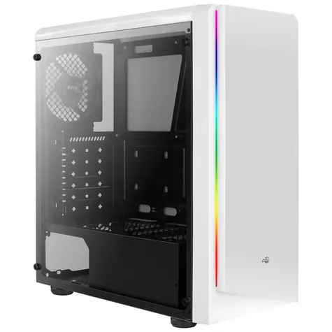 AeroCool Rift bílá / PC skříň / Midi Tower / ATX / bez zdroje / RGB / průhledná bočnice