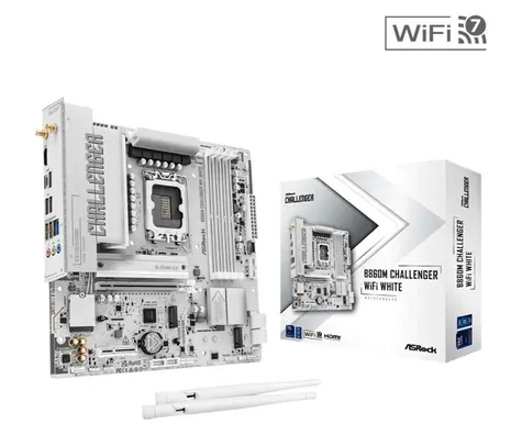 ASRock B860M Challenger WiFi bílá / Základní deska / LGA1851 / Intel B860 / mATX / DDR5 / Wi-Fi 7