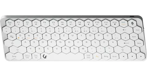 Keysonic KSK-5020BT-S stříbrná / Mini klávesnice / Bluetooth 5.0 / 83 kláves / DE / podsvícení