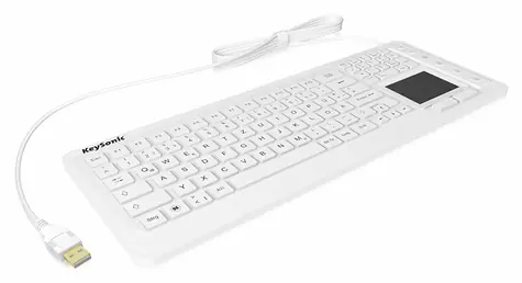 Keysonic KSK-6231 INEL bílá / Průmyslová klávesnice s touchpadem / IP68 / USB / podsvícení / německý layout