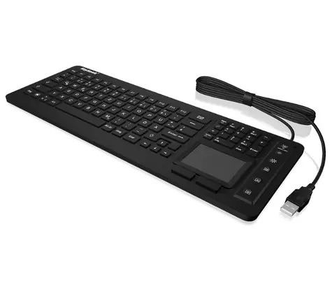 Keysonic KSK-6231 INEL černá / Průmyslová klávesnice s touchpadem / IP68 / USB / podsvícení / švýcarský layout