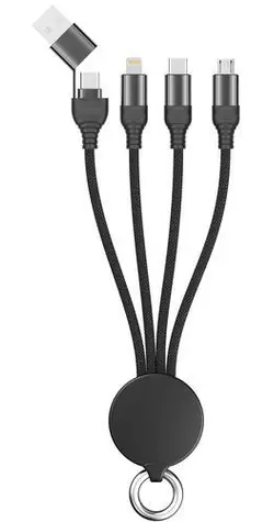 2GO 3in1 černá / Nabíjecí kabel / USB-A + USB-C na USB-C + Micro-USB + Lightning / 15 cm