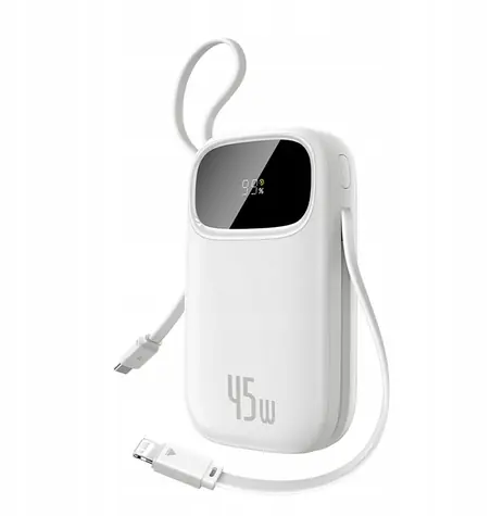 Baseus EnerFill FC31 Qpow 3 bílá / Powerbanka / 20000mAh / 45W / USB-C a Lightning v těle / USB-A