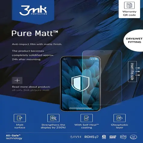 3mk All-Safe AIO Pure Matt / Ochranná fólie / matný povrch / Dry & Wet Fitting / 5 ks