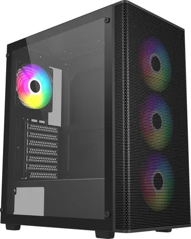 Fortron FSP M220 černá / Skříň ATX / průhledná bočnice / 4x ARGB 120mm / bez zdroje / 1x USB 3.0