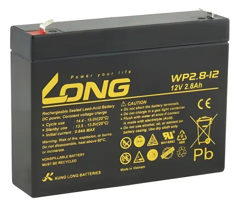 Long WP2.8-12 / Olověný akumulátor / 12V / 2,8Ah / F1