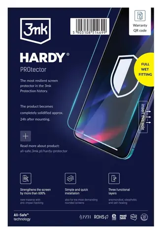3mk All-Safe HARDY PROtector Full Wet Fitting / Ochranná fólie / AIO systém / 5 ks