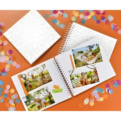 Hama CONFETTI 28x24 cm vícebarevná / Album klasické spirálové / 50 stran / bílé listy