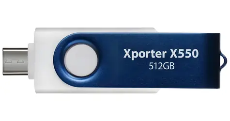 Patriot Xporter X550 512GB bílo-modrá / Flash disk / USB 3.2 Gen 1 / USB-A + USB-C / Čtení 80 MB/s