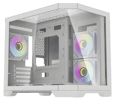 darkFlash FT418 bílá / PC skříň / mATX / ITX / 6x ARGB 120mm / průhledná bočnice / bez zdroje