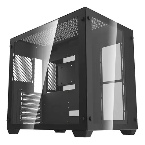 darkFlash C285 černá / Skříň PC / ATX / bez ventilátorů / 3x USB-A / průhledná bočnice / bez zdroje