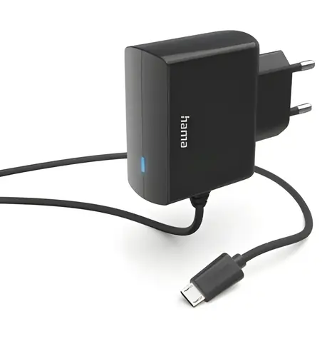 Hama síťová nabíječka s kabelem černá / micro-USB / 6 W / 1,2 A / 1 m