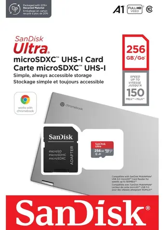 SanDisk Ultra microSDXC 256GB + adaptér / Paměťová karta / Class 10 / UHS-I / čtení: až 140 MB/s