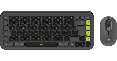 Logitech POP Icon Combo grafitová zelená / Bezdrátová sada klávesnice a myši