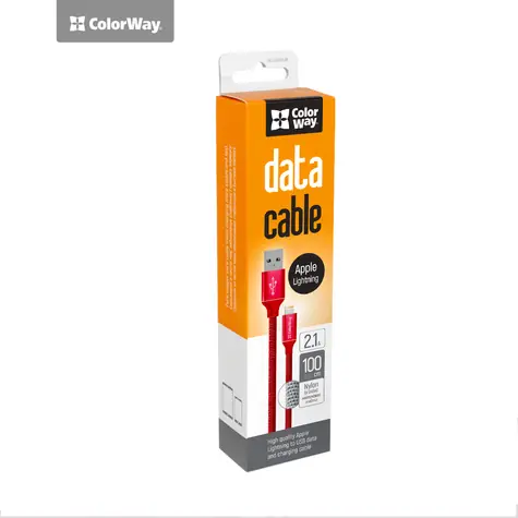 ColorWay AM červená / Datový kabel / USB-A (M) - Lightning (M) / 1 m