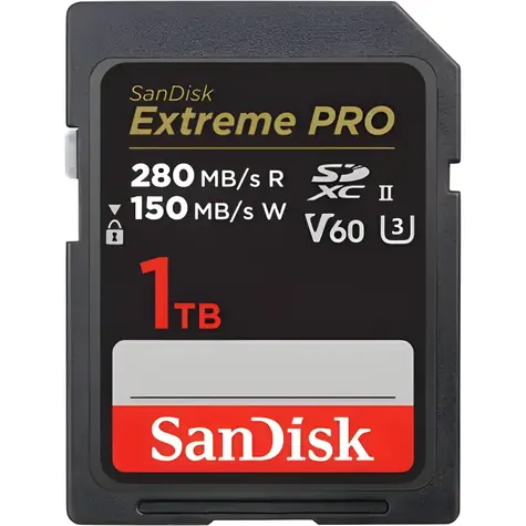 SanDisk Extreme PRO SDXC 1TB / Paměťová karta SD / UHS-II U3 V60 / čtení: 280 MB/s / zápis: 150 MB/s