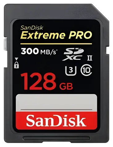 SanDisk Extreme PRO SDXC 128 GB / Paměťová karta / Class 10 / UHS-II / U3 / V90 / čtení: 300 MB/s / zápis: 300 MB/s
