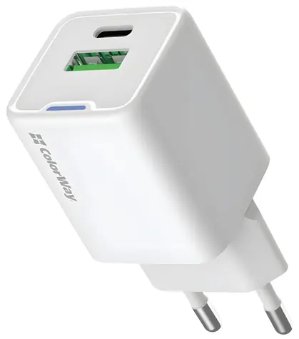 ColorWay GaN 35W bílá / Síťová nabíječka / 1x USB-C / PD / PPS / QC