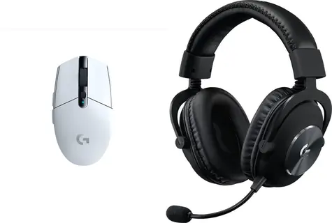 Logitech G305 Lightspeed bílá + G Pro X černá / Herní sada / bezdrátová myš 12000dpi + headset