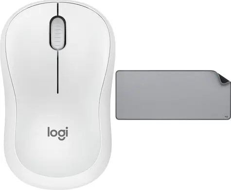 Logitech M240 Silent bílá + Studio Series Mid Grey / Sada bezdrátová myš a podložka / optická / 4000 DPI / USB přijímač