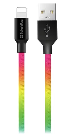 Colorway multicolor / Datový kabel / USB-A - Lightning / 1m / 2.4A