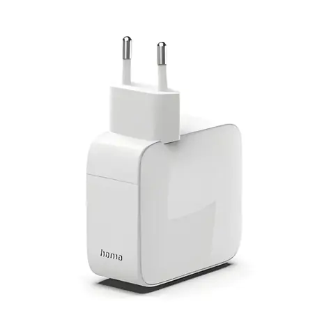 Hama GaN nabíječka 65W bílá / Rychlá USB nabíječka / 2x USB-C / PD / QC 3.0 / vysouvací kabel 0,7 m