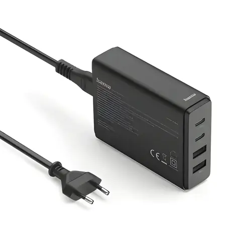 Hama GaN USB nabíječka 65W černá / Nabíječka / 2x USB-C / 2x USB-A / PD / QC