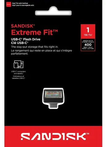 SanDisk Extreme Fit 1 TB černá / Flash disk / USB-C / čtení až 400 MB/s