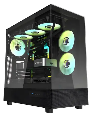 darkFlash DPX90 černá / ATX / 3x ventilátor / 270° panorama sklo / USB-C 3.1 / bez zdroje