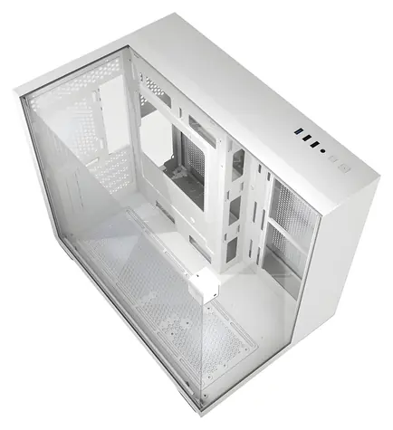 darkFlash TH285M bílá / Midi tower / mATX / ITX / bez ventilátorů / 3× USB-A / 3× tvrzené sklo / bez zdroje