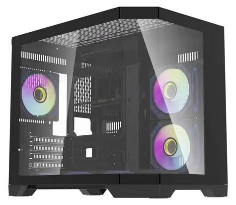 darkFlash FT418 černá / mATX / 6× 120mm ARGB / 1× USB 3.0 + 1× USB 2.0 / průhledná bočnice / bez zdroje