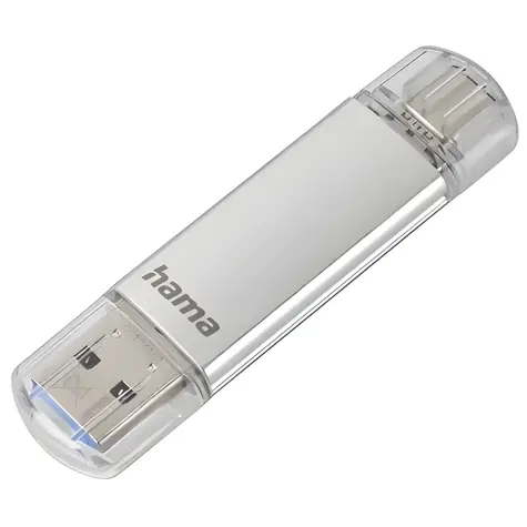 Hama C-Laeta 16 GB stříbrná / Flash disk / USB-A & USB-C 3.1 / čtení: až 70 MB/s