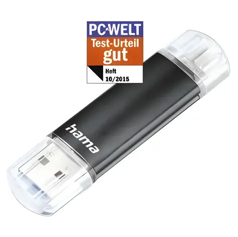 Hama Laeta Twin černá / Flash disk / USB 3.0 / 64 GB / 45 MB/s / micro USB