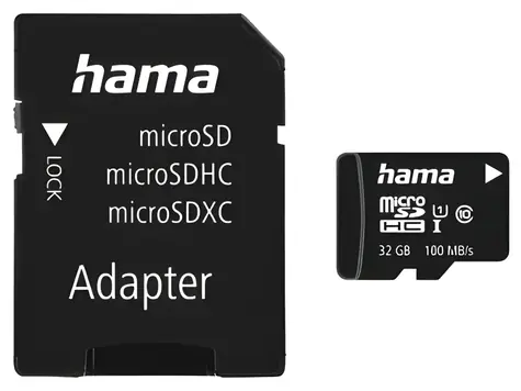 Hama microSDHC 32 GB + adaptér / Paměťová karta / Class 10 / UHS-I / 80 MB/s