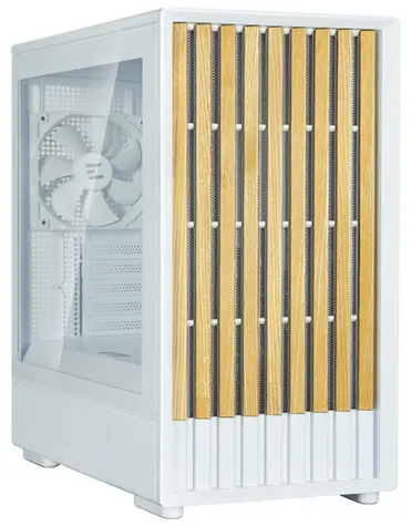 Zalman P10 Namu bílá / PC skříň / Mini Tower / 3x 120 mm fan / USB-A 3.0 / USB-C / dřevěné doplňky / bez zdroje