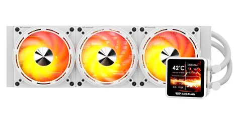 darkFlash DE360 bílá / AiO chladič CPU / 3x 120 mm / ARGB podsvícení / 800-2000 RPM / 36 dB / Intel + AMD