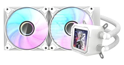 darkFlash DV240S bílá / AiO chladič CPU / 2x 120 mm / ARGB podsvícení / 800-1800 RPM / 30 dB / Intel + AMD