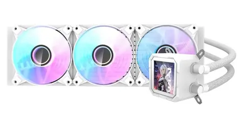 darkFlash DV360S bílá / AiO chladič CPU / 3x 120 mm / ARGB podsvícení / LCD displej / 800-1800 RPM / 30 dB / Intel + AMD