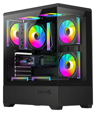 darkFlash C365 černá / Skříň / E-ATX / 5× 120 mm ventilátor / 270° tvrzené sklo / bez zdroje