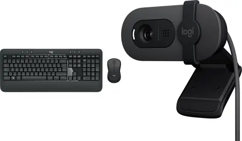 Logitech MK545 Advanced + Brio 100 / Sada klávesnice s myší a webkamera / bezdrátová / USB nanopřijímač