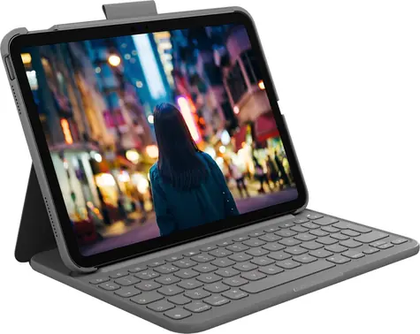 Logitech Slim Folio šedá / Pouzdro s klávesnicí / US layout / pro Apple iPad 10. gen. (2022)