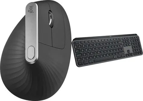 Logitech MX Vertical + MX Keys S grafitová / Sada myš a klávesnice / bezdrátová / ergonomická vertikální / 4000 DPI